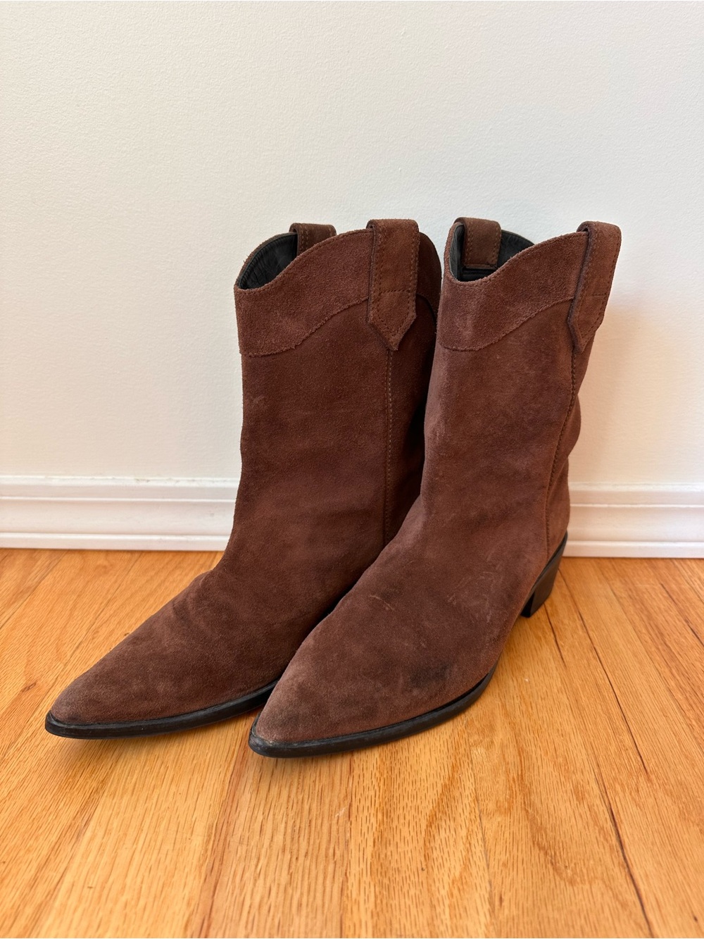 Poppy Barley Brown Suede Western Ankle Booties